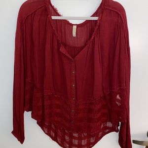 FreePeople red long sleeve